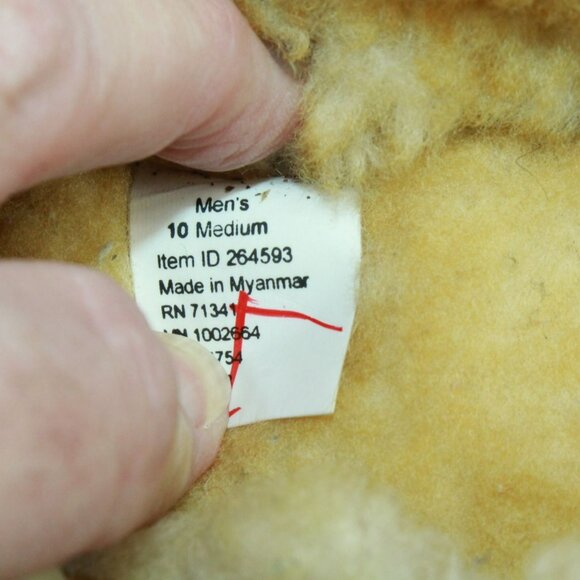 LL Bean Brown Suede Wicked Good Shearling Lined Moccasin Slippers Size 10 M - Picture 8 of 9